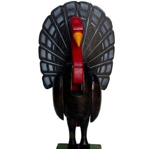 Vintage Wooden Hand Made Thanksgiving Christmas Turkey Nutcracker Nut Cracker